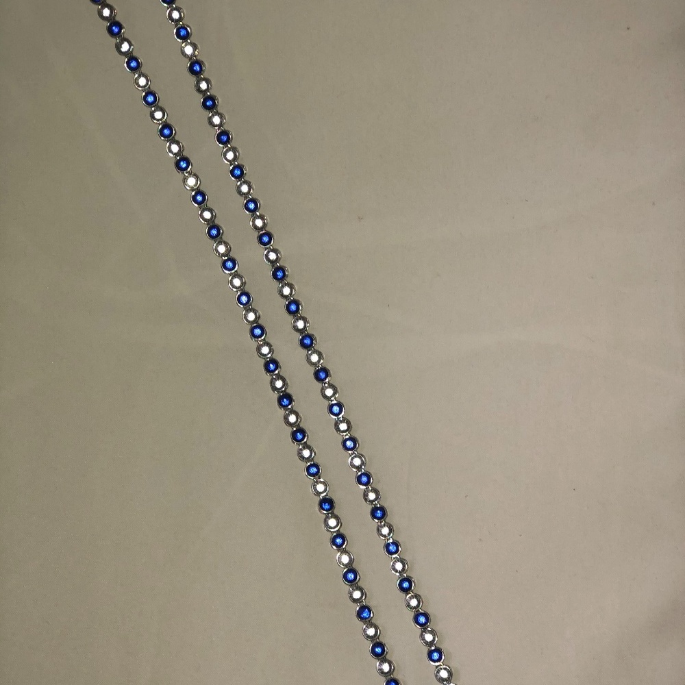 Blue and white stone chain.